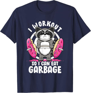 I Workout So I Can Eat Garbage Raccoon Gym Rat Bodybuilding T-Shirt - T-Shirt | Navy