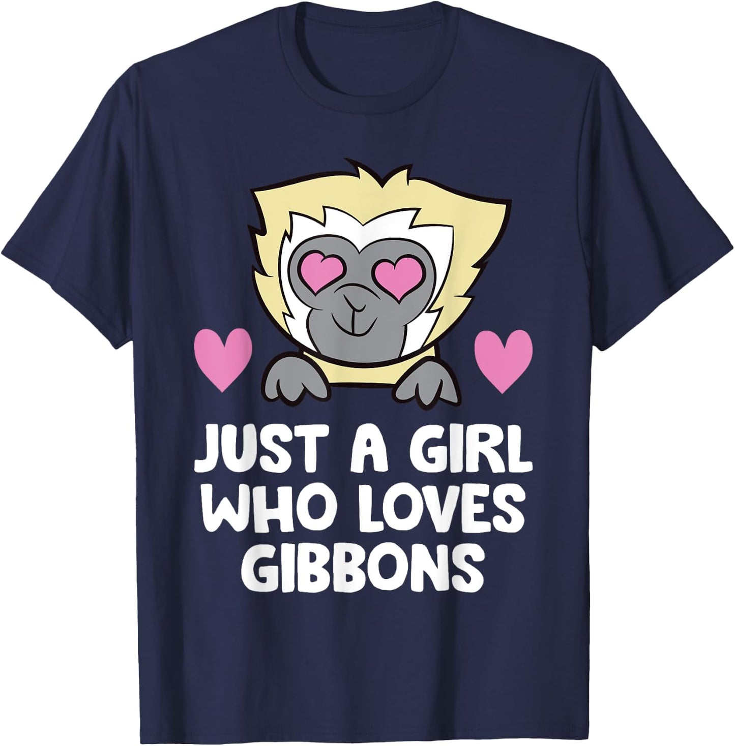 Just a Girl Who Loves Gibbons Cute Gibbon Monkey T-Shirt - T-Shirt | Navy