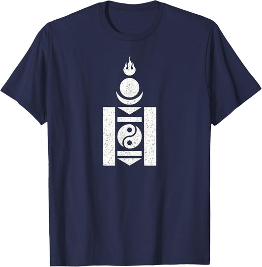 Mongolia Soyombo Symbol Mongolain Flag T-Shirt - T-Shirt | Navy