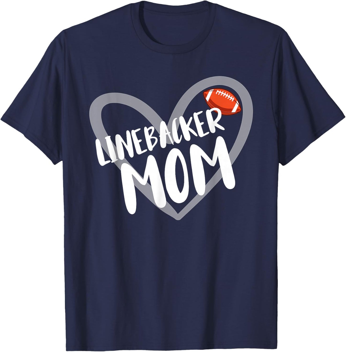 Funny Linebacker Mom Heart T-Shirt - T-Shirt | Navy
