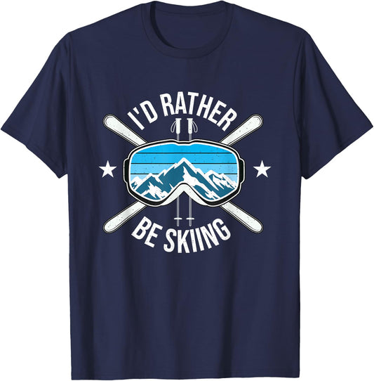 I'd Rather Be Skiing - Ski Winter Sports Freestyle Skier T-Shirt - T-Shirt | Navy