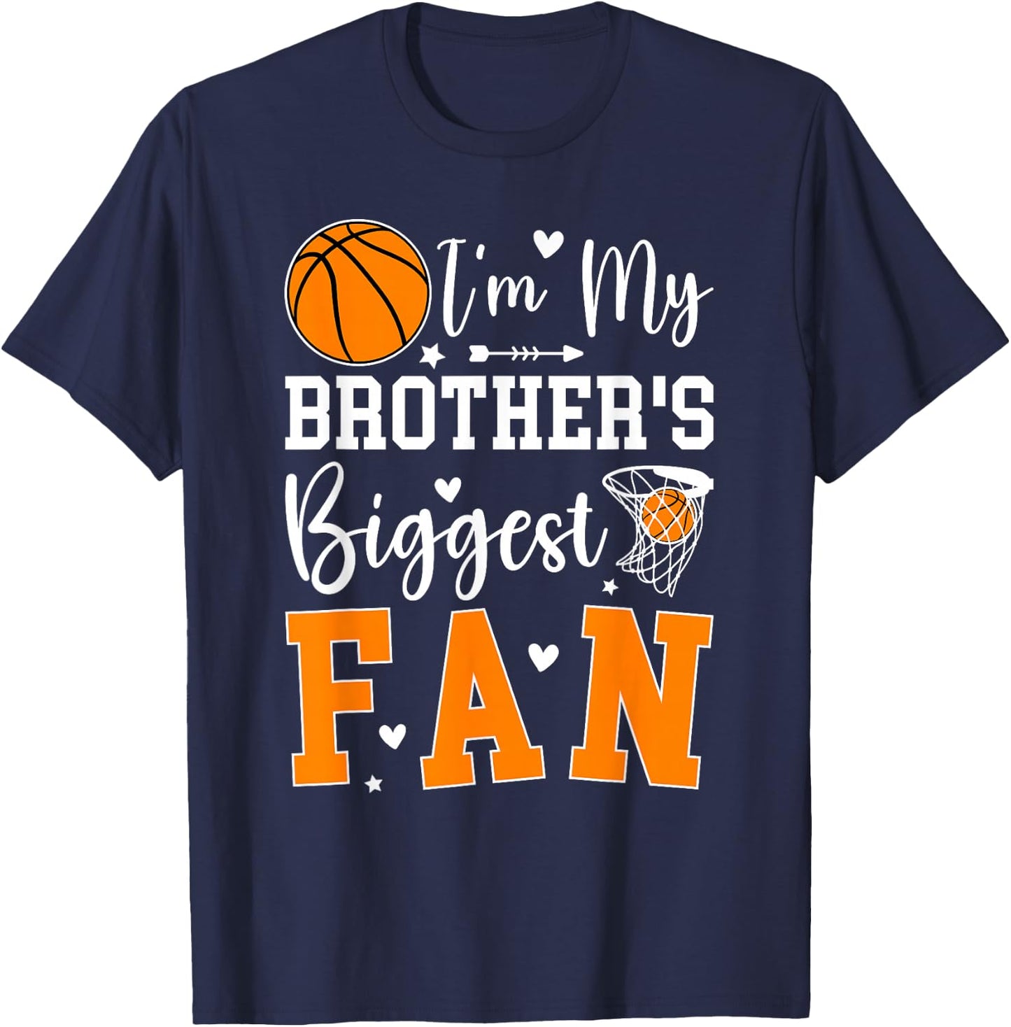 My Brother's Biggest Fan Basketball Sister Basketball Sis T-Shirt - T-Shirt | Navy