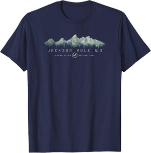 Grand Teton National Park Retro T-Shirt - T-Shirt | Navy