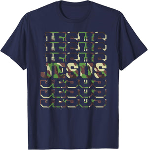 Jesus Camo Design, Camo Scripture Jesus Faith T-Shirt - T-Shirt | Navy
