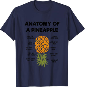Funny Upside Down Pineapple Anatomy of a Pineapple Swinger T-Shirt - T-Shirt | Navy