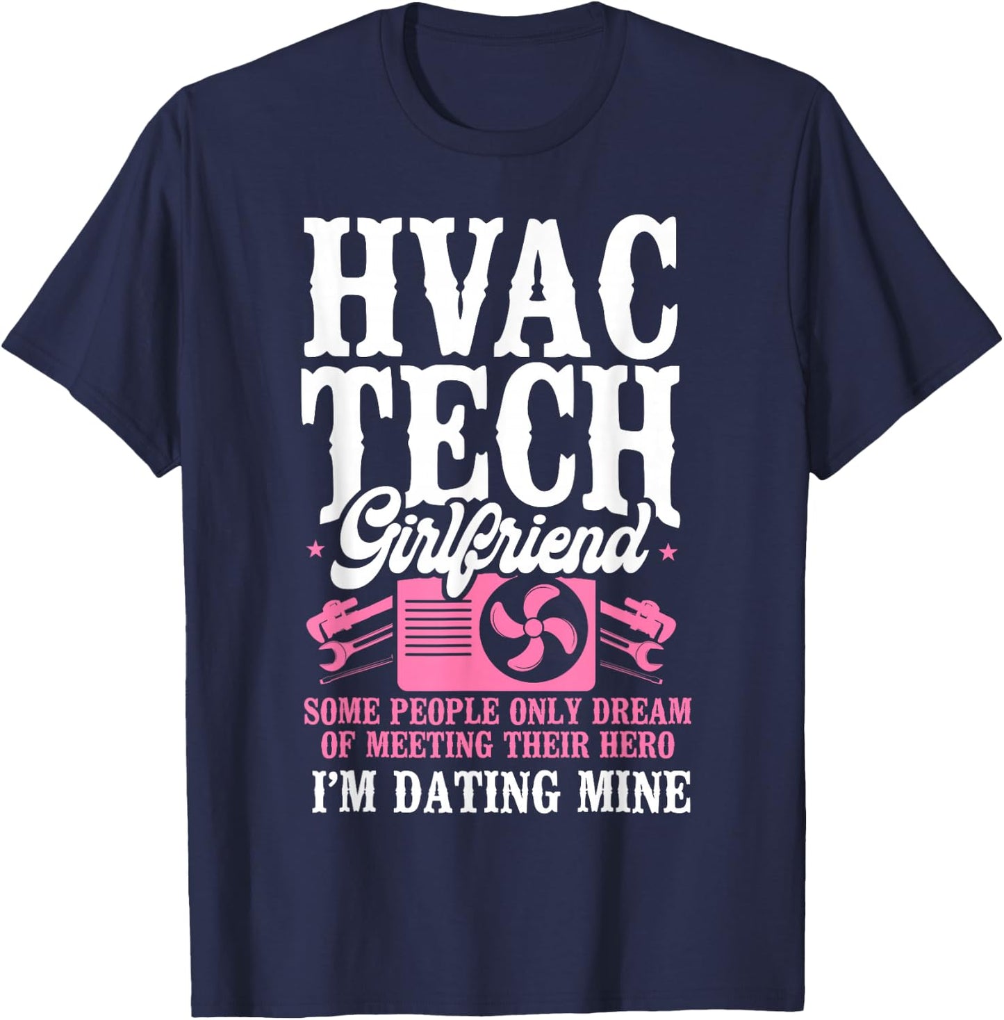HVAC Technician Tech Girlfriend Vintage Hvac Tech Girlfriend T-Shirt - T-Shirt | Navy
