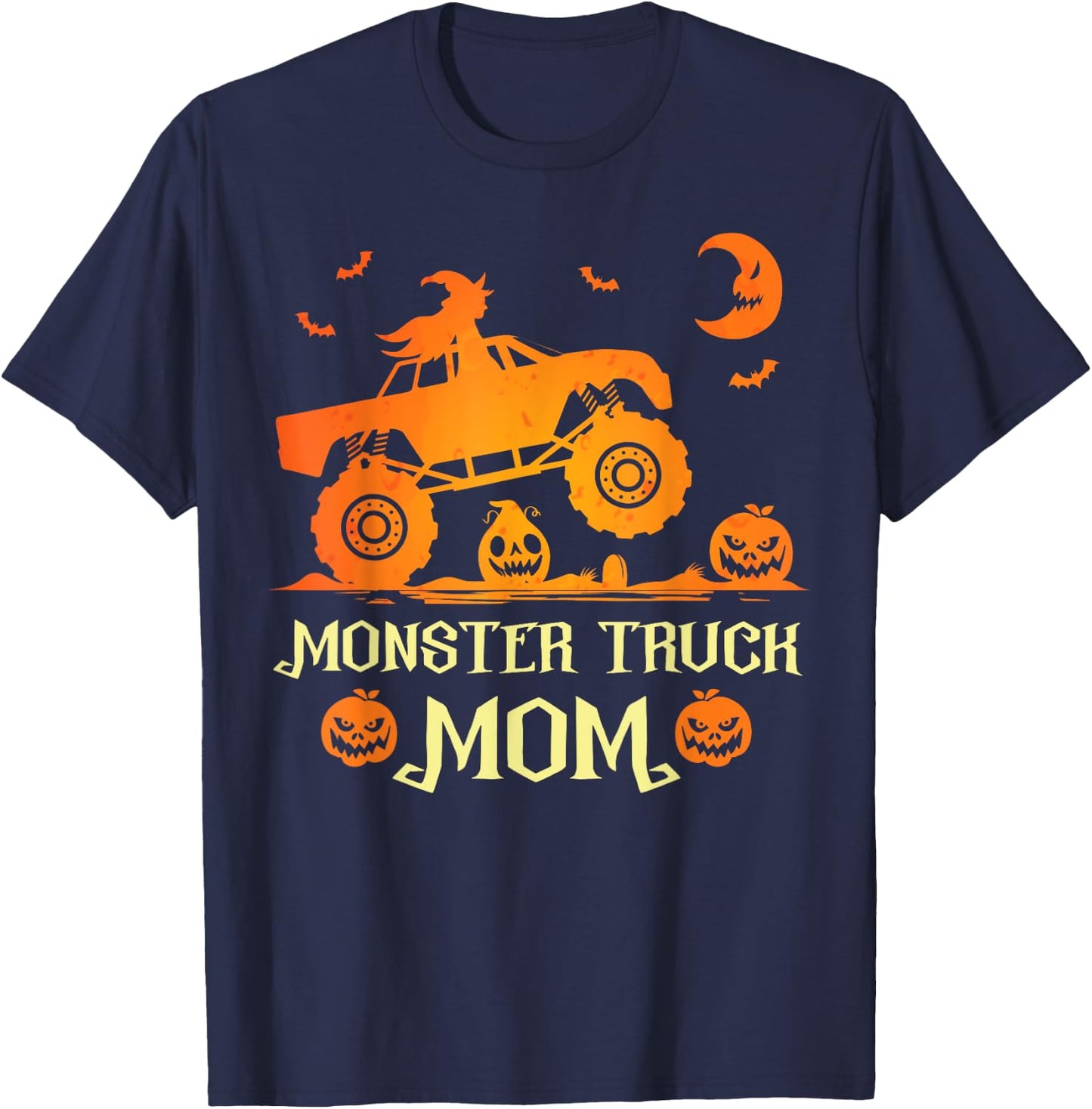 Monster Truck Mom Truck Lovers Pumpkins Halloween Witch T-Shirt - T-Shirt | Navy