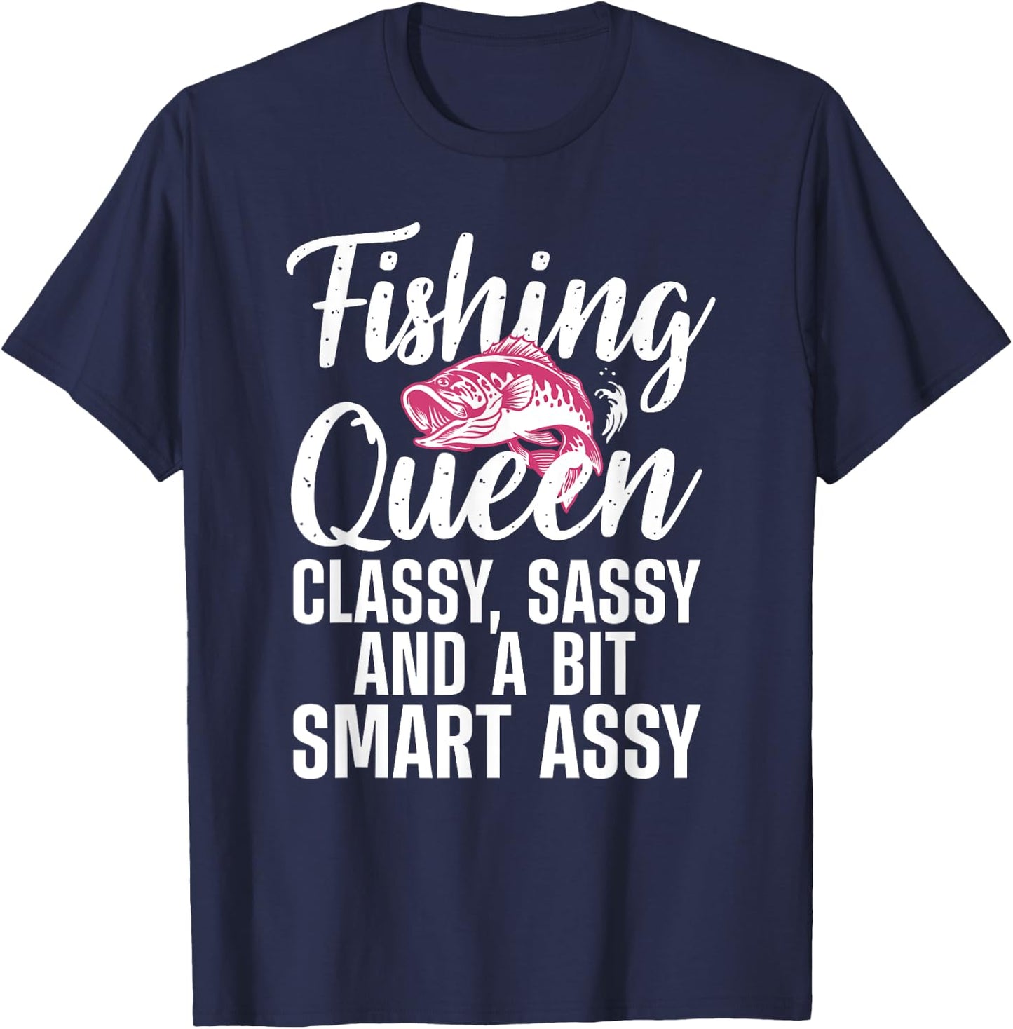 Funny Fishing Queen Design Ladies Fishing Lovers T-Shirt - T-Shirt | Navy