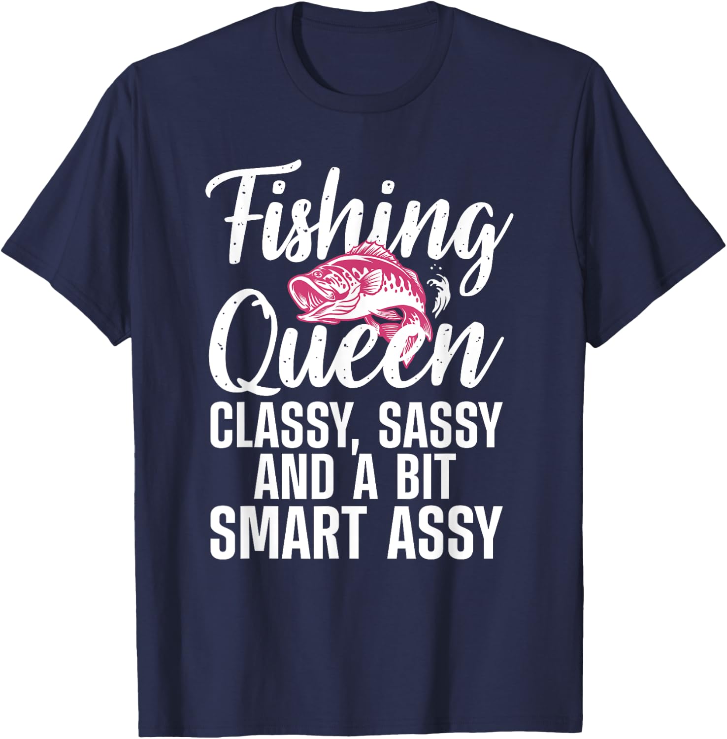 Funny Fishing Queen Design Ladies Fishing Lovers T-Shirt - T-Shirt | Navy