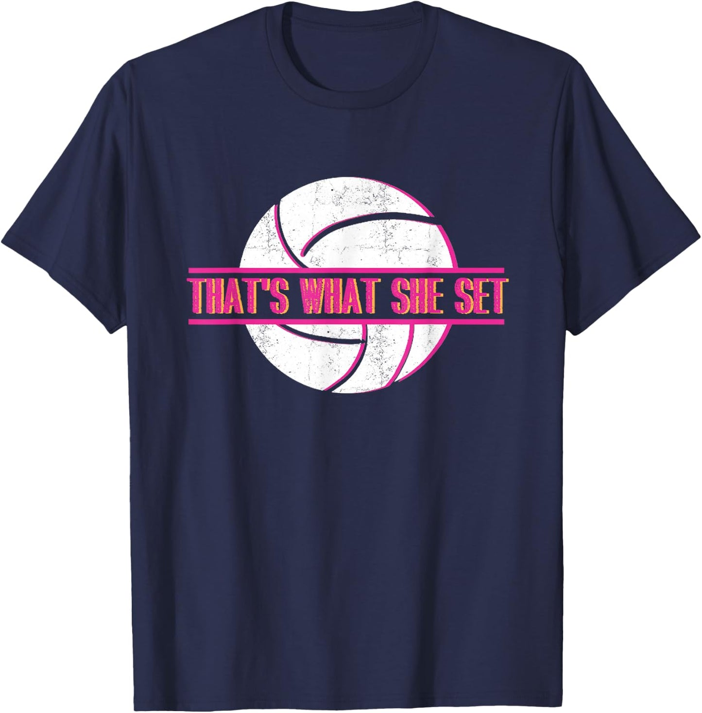 That's What She Set | Ball Game | Beach Volleyball Player T-Shirt - T-Shirt | Navy