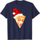 Santa Claus Hat Pepperoni Pizza Slice Christmas Holiday Food T-Shirt - T-Shirt | Navy