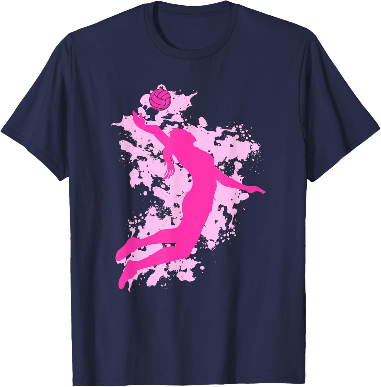 Female Volleyball Player Splash T-Shirt - T-Shirt | Navy