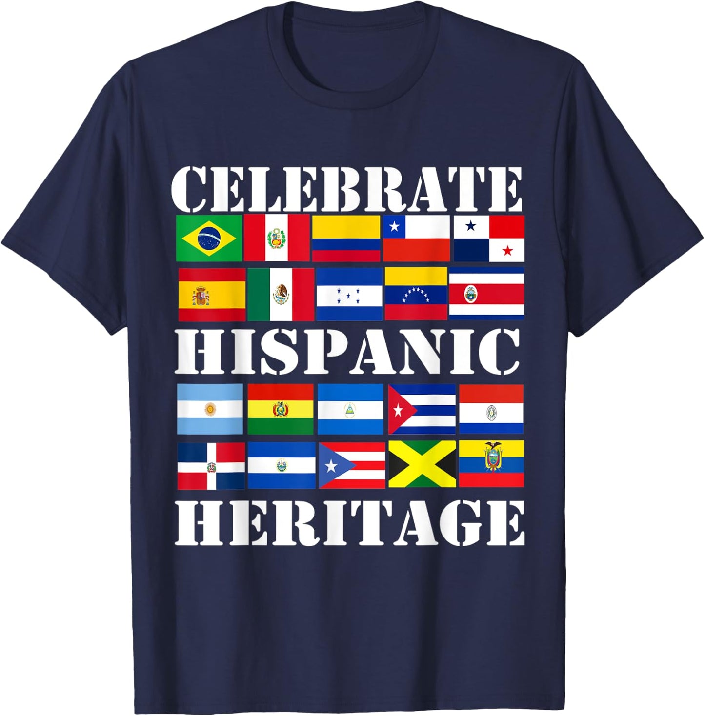Hispanic Heritage Month Latino Flag all Countries Hispanic T-Shirt - T-Shirt | Navy