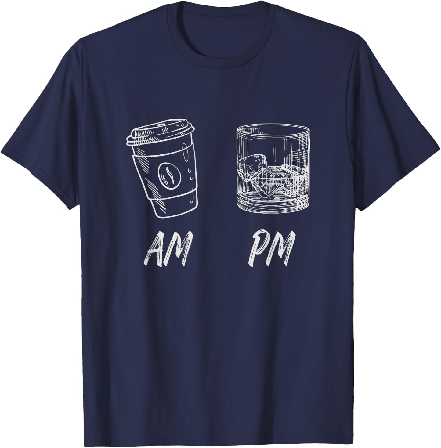Am Coffee Pm Whiskey T-Shirt - T-Shirt | Navy