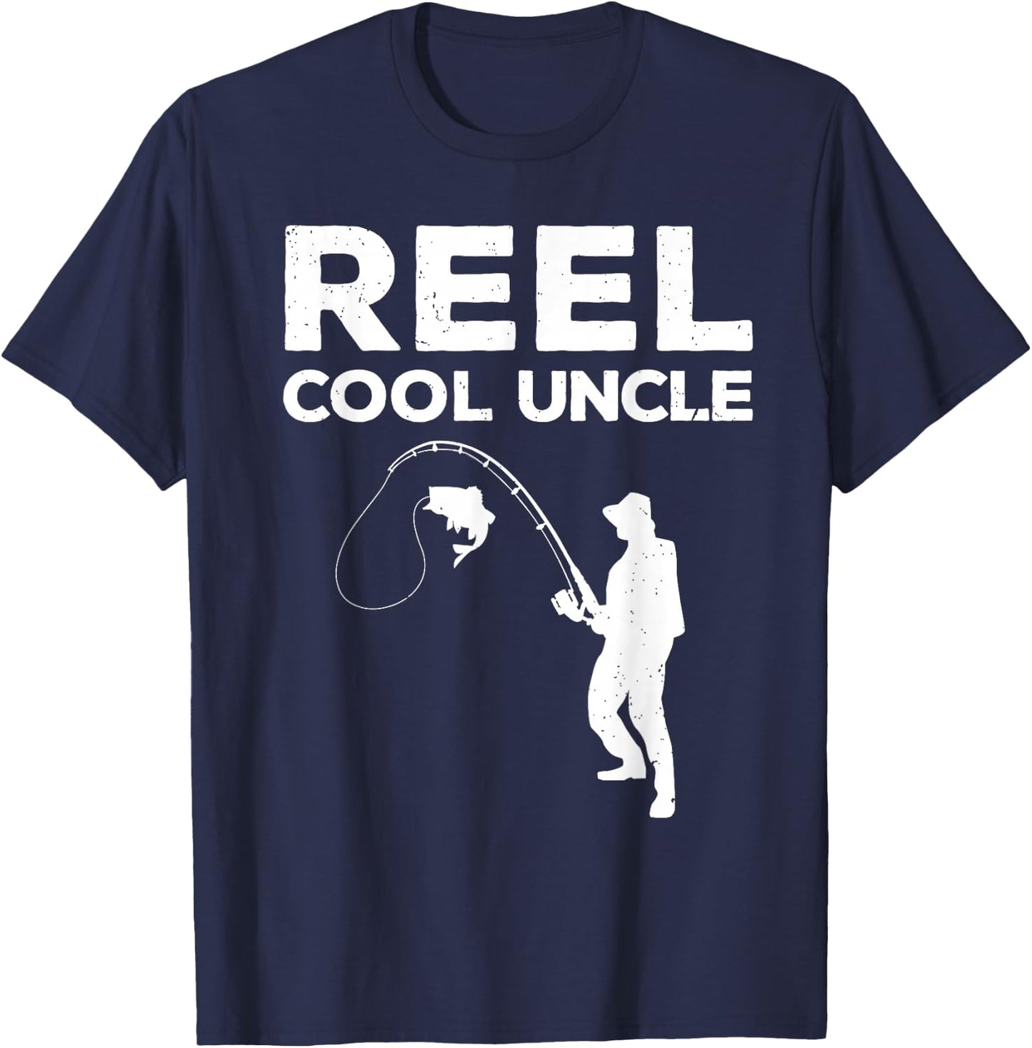 Funny First Time Uncle Design Reel Fishing Lover T-Shirt - T-Shirt | Navy