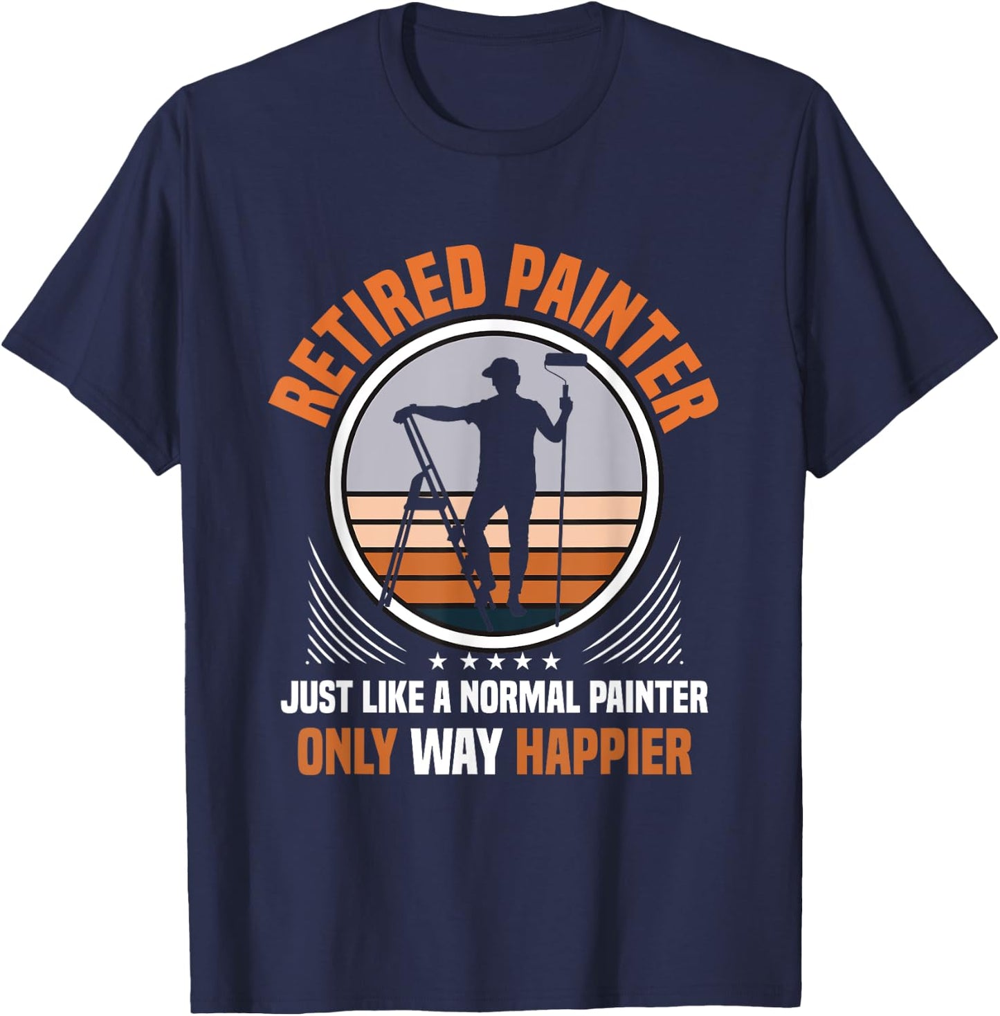 Vintage Men Painting Retro Retired Painter T-Shirt - T-Shirt | Navy