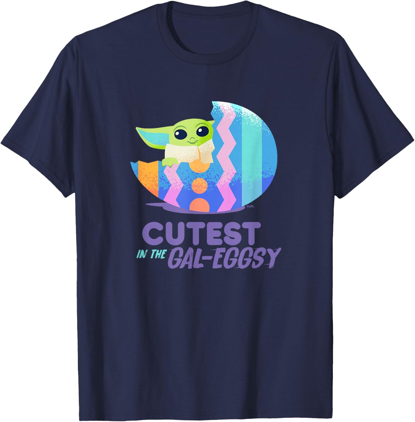 Star Wars The Mandalorian Grogu Easter Cutest in Gal-Eggsy T-Shirt - T-Shirt | Navy
