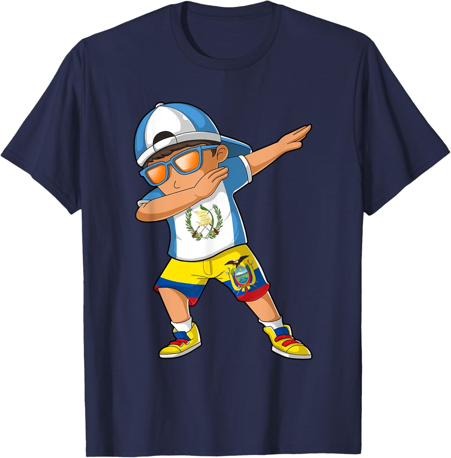 Half Guatemalan Half Ecuadorian Boy Guatemala Flag T-Shirt - T-Shirt | Navy