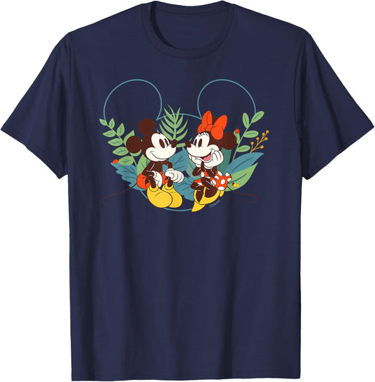 Disney Mickey & Minnie Mouse Spring Chat Botanical Garden T-Shirt - T-Shirt | Navy