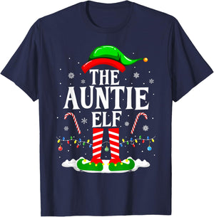 The Auntie Elf Funny Xmas Elf Matching Family Christmas T-Shirt - T-Shirt | Navy