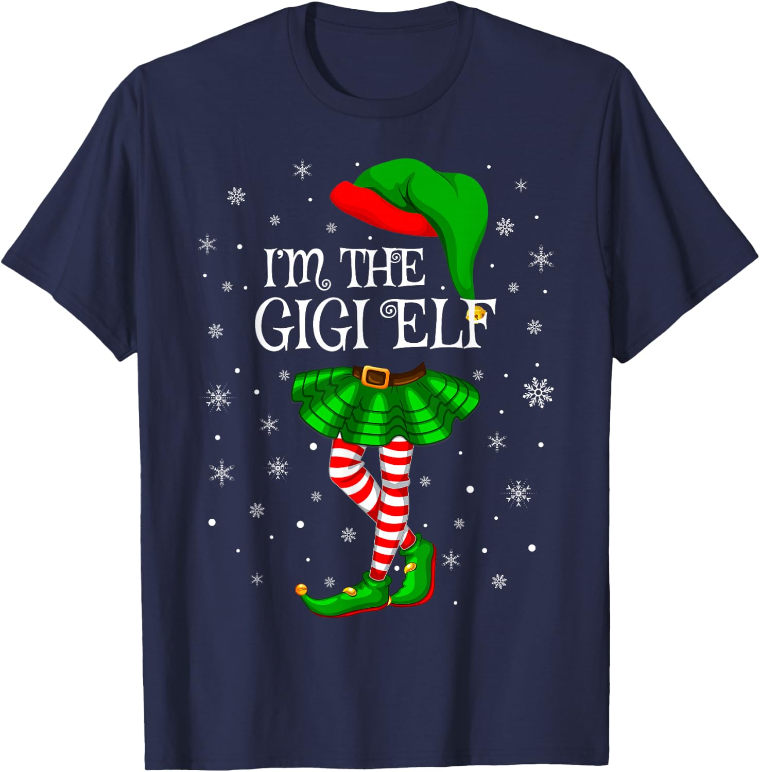 Gigi Elf Christmas Matching Family Women Girls Elf T-Shirt - T-Shirt | Navy