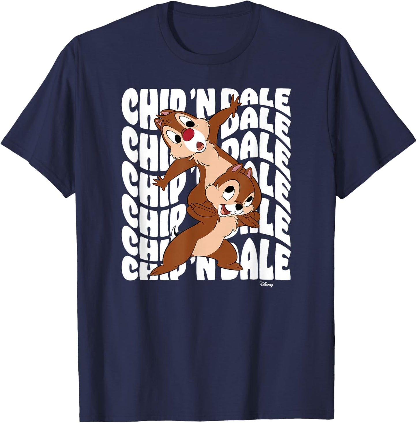 Chip 'N Dale Rescue Rangers - Wavy Stacked T-Shirt - T-Shirt | Navy