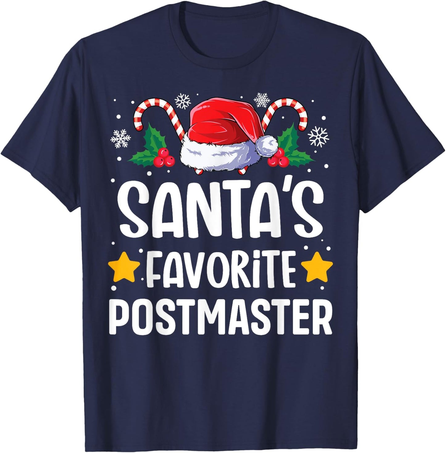 Santas Favorite Postmaster Christmas Matching Group Pajama T-Shirt - T-Shirt | Navy
