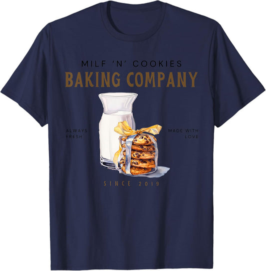 Milf And Cookies Baking Company, Christmas Cookie Baking T-Shirt - T-Shirt | Navy