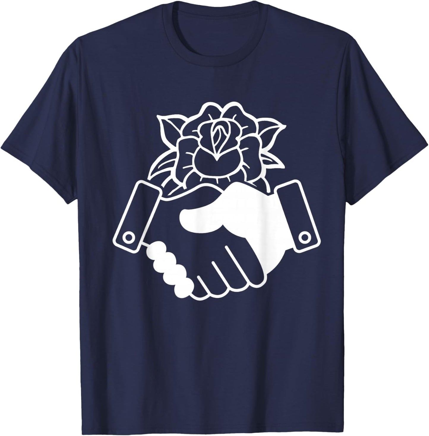 Democratic Socialism Socialist of America Rose Handshake T-Shirt - T-Shirt | Navy