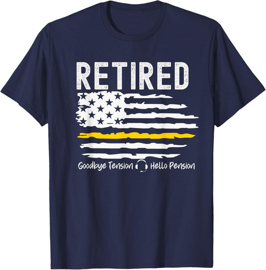 911 Retired Dispatcher Gift Thin Gold Line Dispatch Life T-Shirt - T-Shirt | Navy