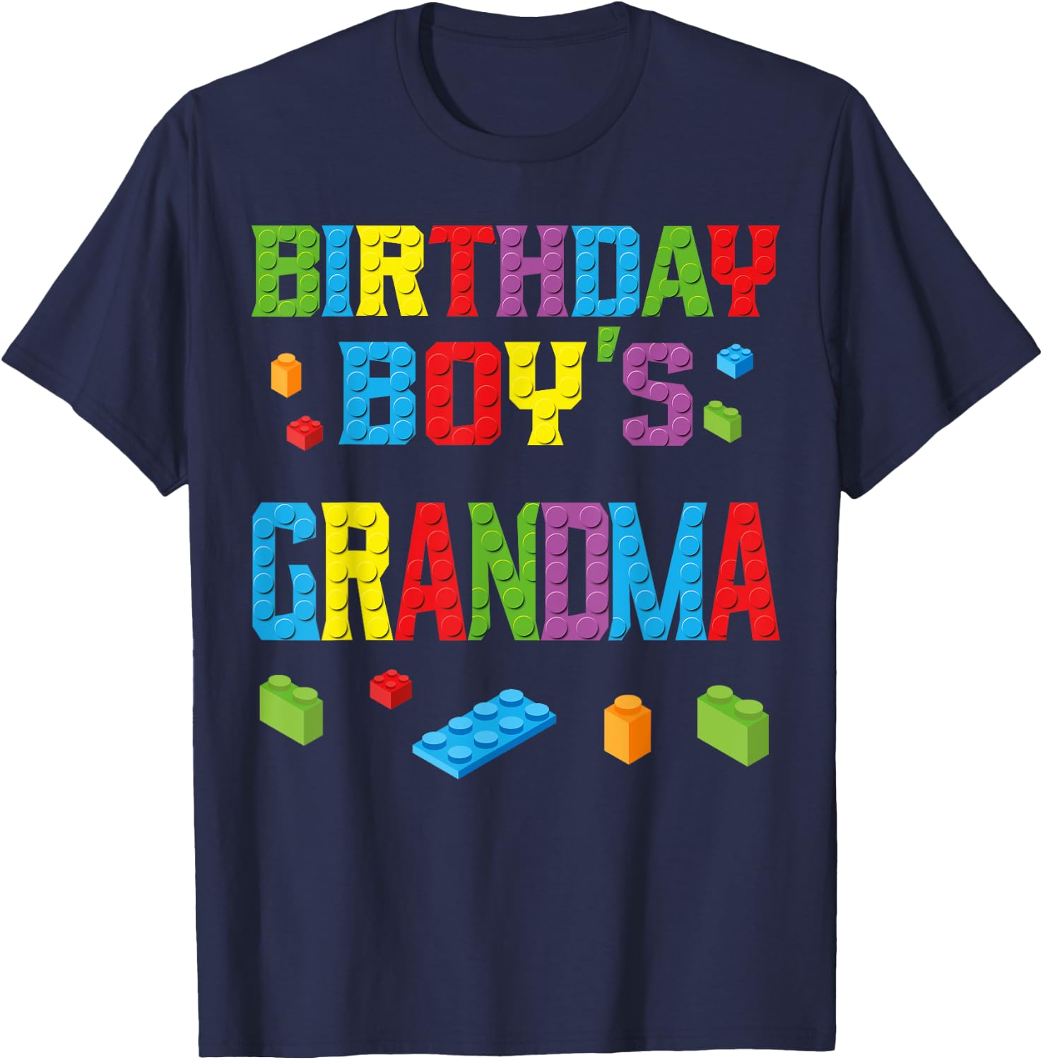 Master Builder Birthday Boy's Grandma Building Bricks Blocks T-Shirt - T-Shirt | Navy
