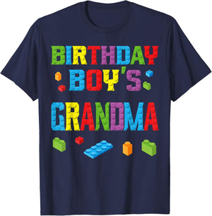 Master Builder Birthday Boy's Grandma Building Bricks Blocks T-Shirt - T-Shirt | Navy