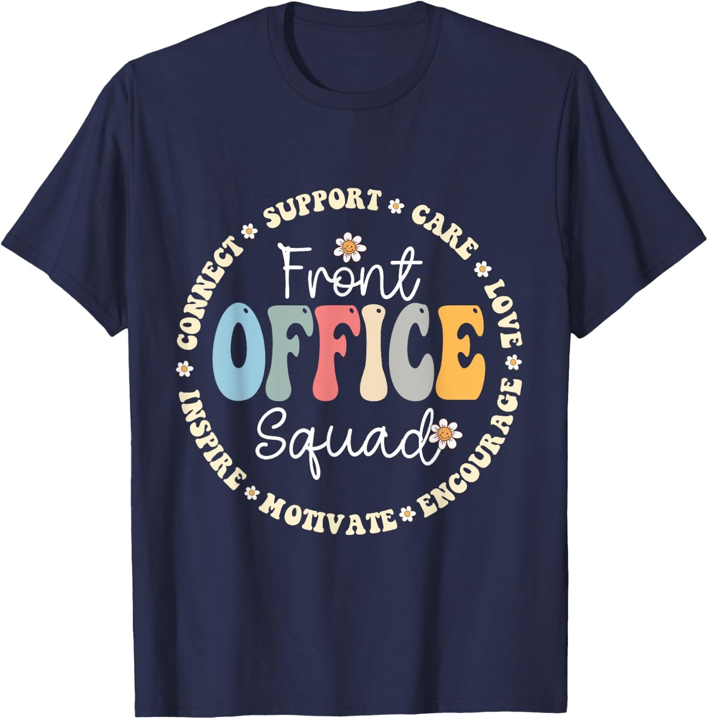 Retro School Secretary Admin Appreciation Front Office Squad T-Shirt - T-Shirt | Navy