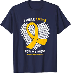 I Wear Amber For My Mom Appendix Cancer Awareness T-Shirt - T-Shirt | Navy