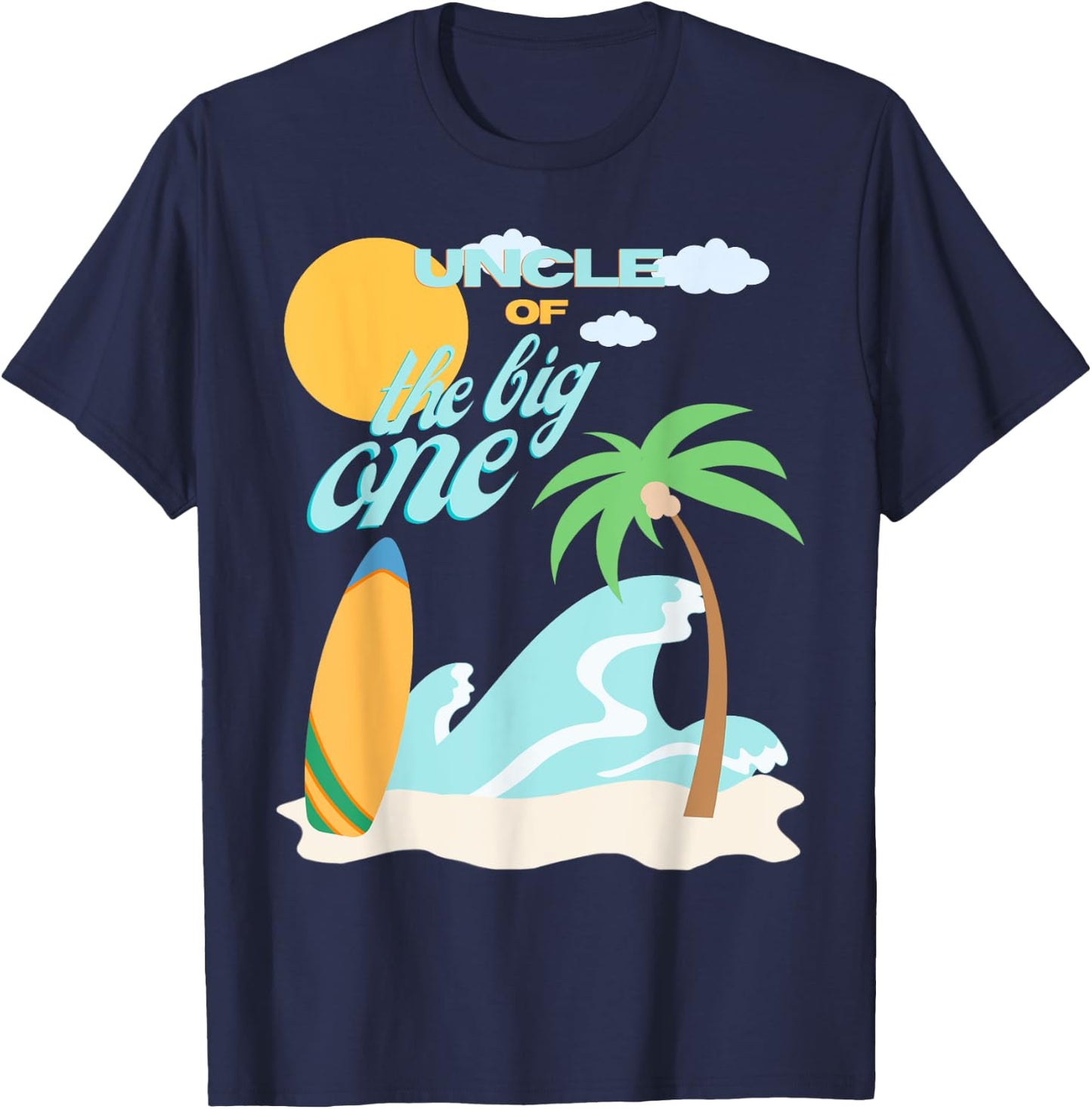 Uncle First Birthday 1st Bday Surfing Family Matching T-Shirt - T-Shirt | Navy