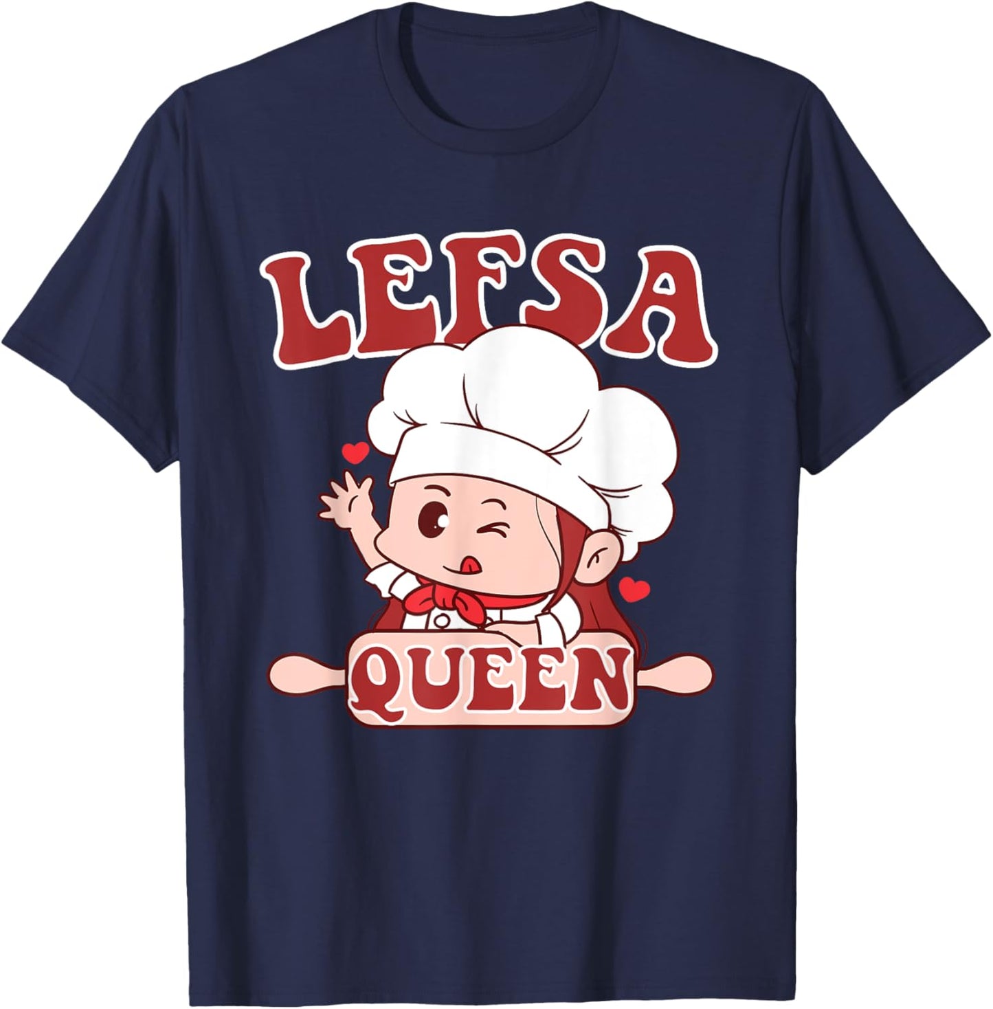 Lefsa Queen Norwegian Potato Flatbread T-Shirt - T-Shirt | Navy