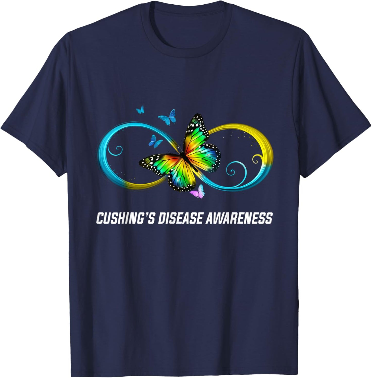 Infinity Butterfly Cushing's Disease Awareness T-Shirt - T-Shirt | Navy