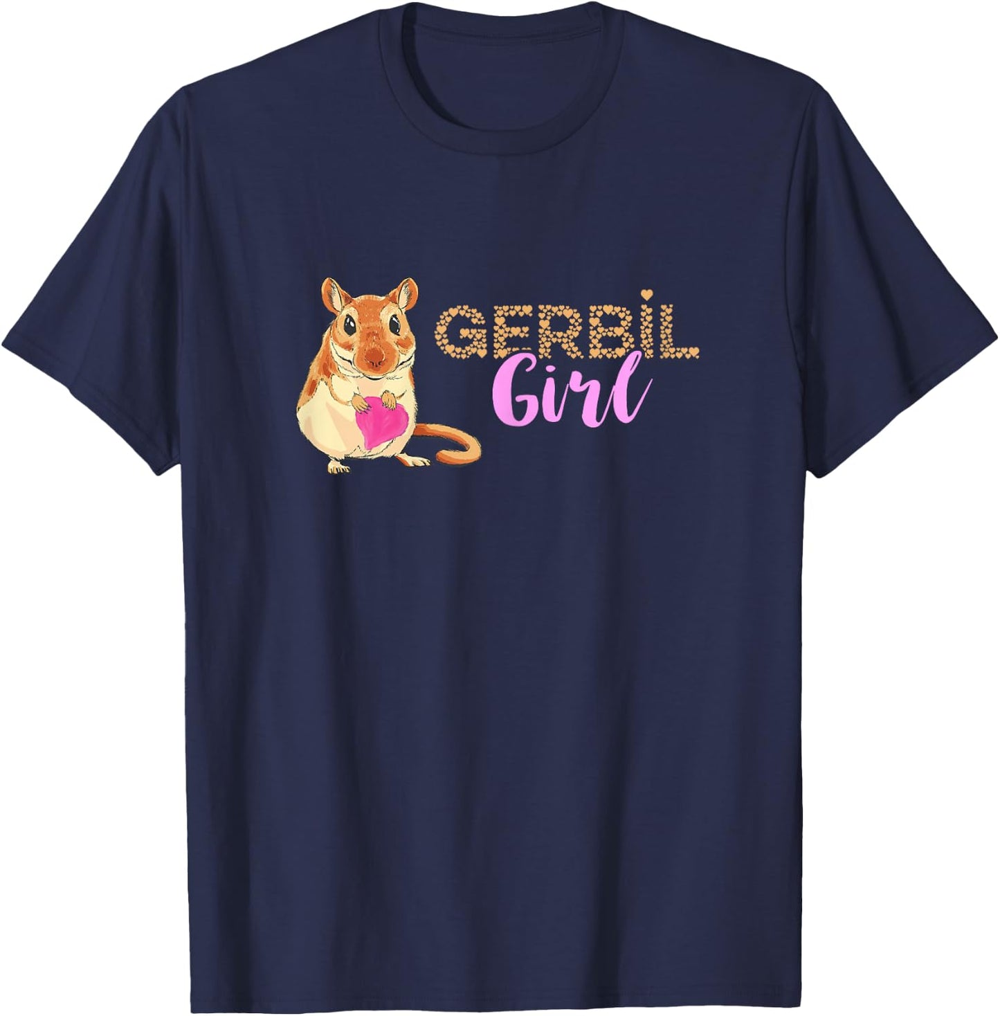 Gerbil Girl Love Heart Gerbil Lover Desert Rat Rodent Animal T-Shirt - T-Shirt | Navy