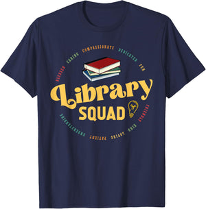 Library Worker Designs - Library Squad T-Shirt - T-Shirt | Navy