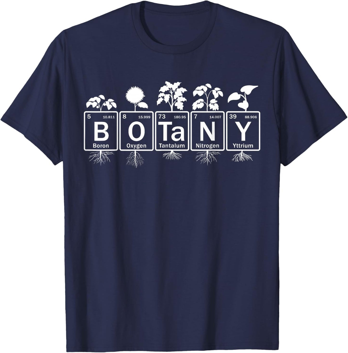 Botany in Periodic Table Elements Funny Botanist T-Shirt - T-Shirt | Navy