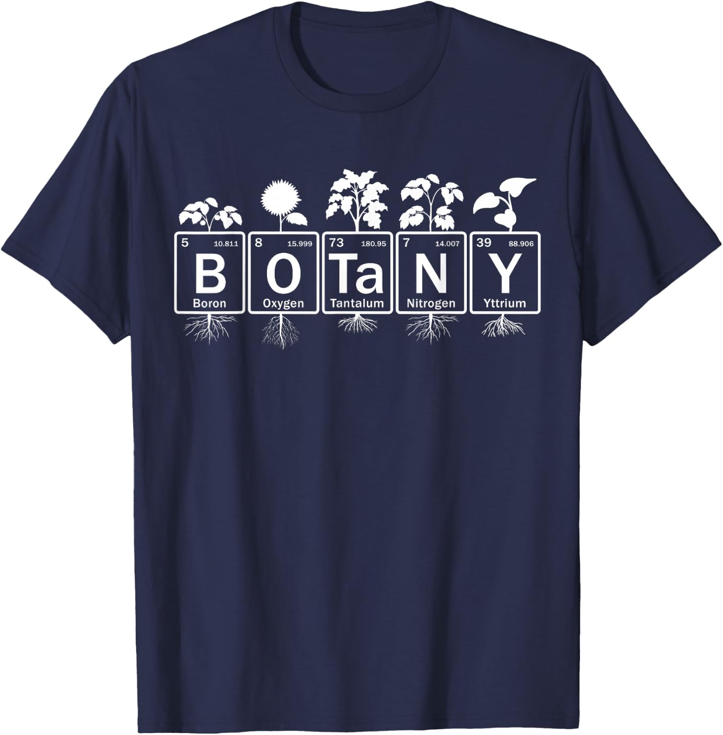 Botany in Periodic Table Elements Funny Botanist T-Shirt - T-Shirt | Navy