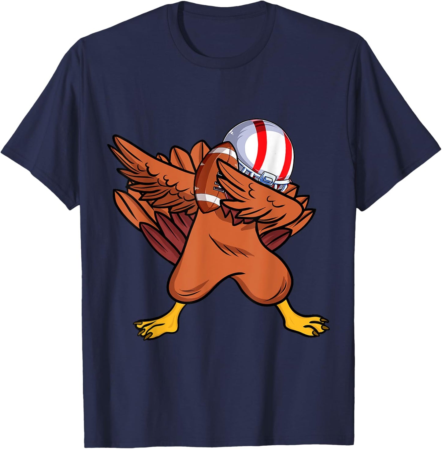 Dabbing Football Player Boys Men dabbing turkey thanksgiving T-Shirt - T-Shirt | Navy