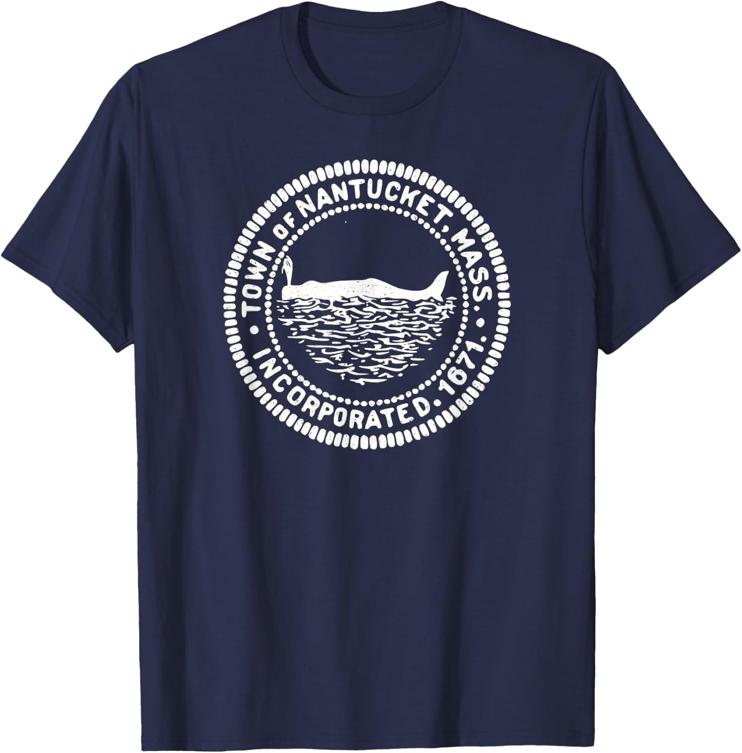 Nantucket Massachusetts Flag Seal T-Shirt - T-Shirt | Navy
