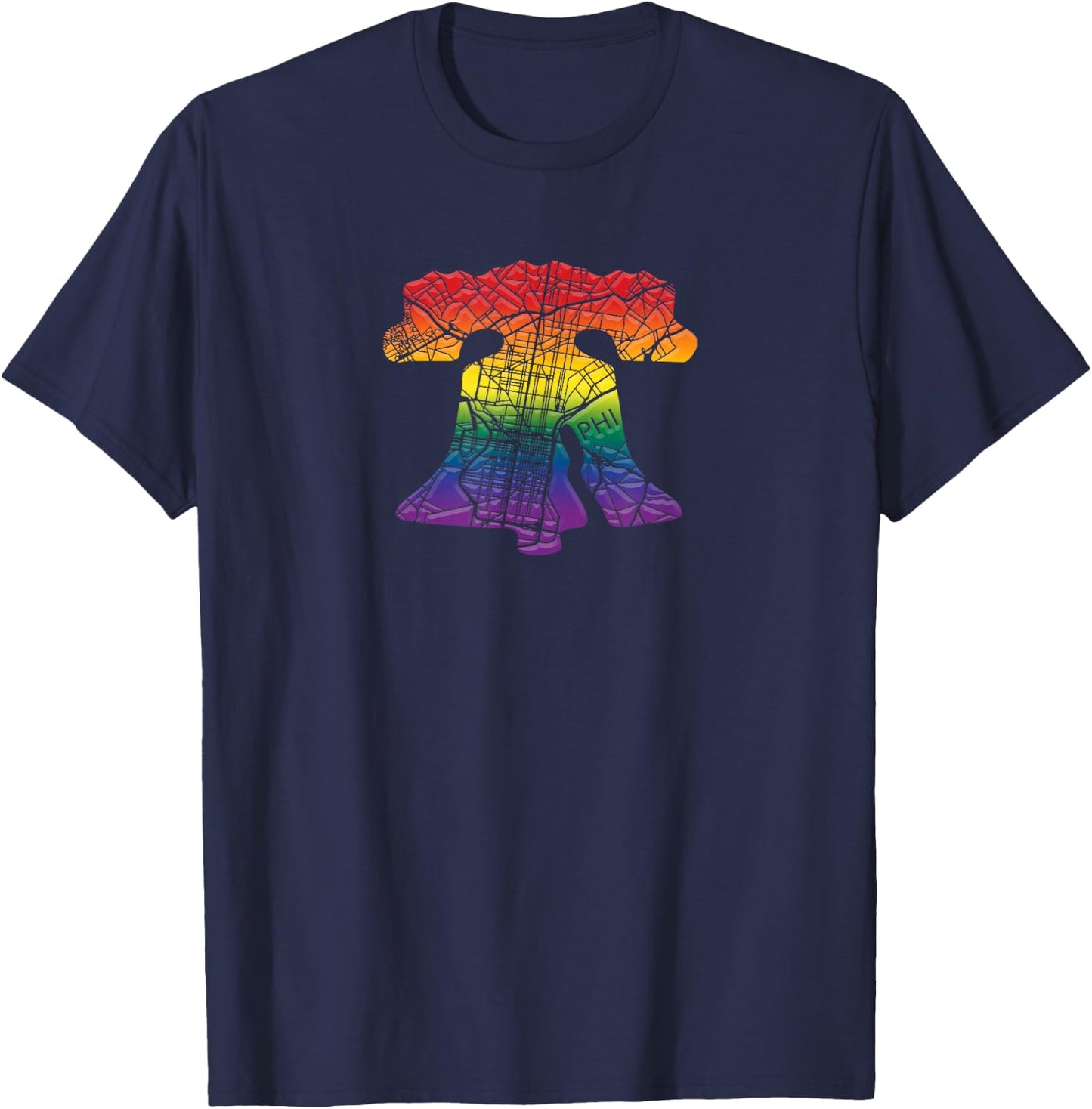 Rainbow Gay Pride Love Philly Liberty Bell 215 Philadelphia T-Shirt - T-Shirt | Navy
