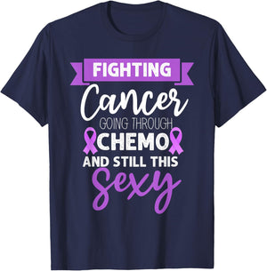 Cancer Fighter Inspirational Quote Men Women Chemo Vintage T-Shirt - T-Shirt | Navy