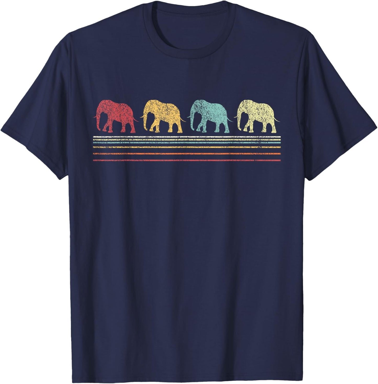 Elephant Lover Funny Elephant Retro T-Shirt - T-Shirt | Navy