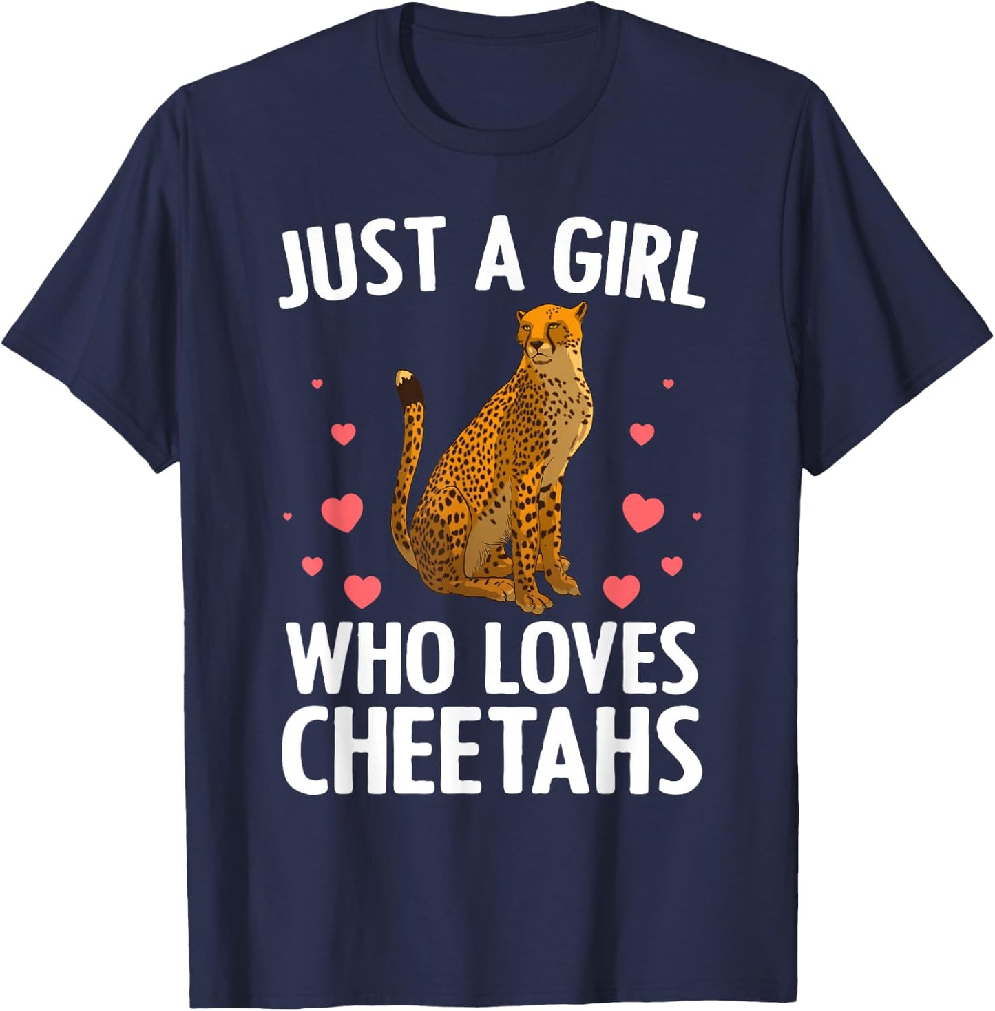 Cute Cheetah Design Girls Cat Animal Cheetah Lover T-Shirt - T-Shirt | Navy