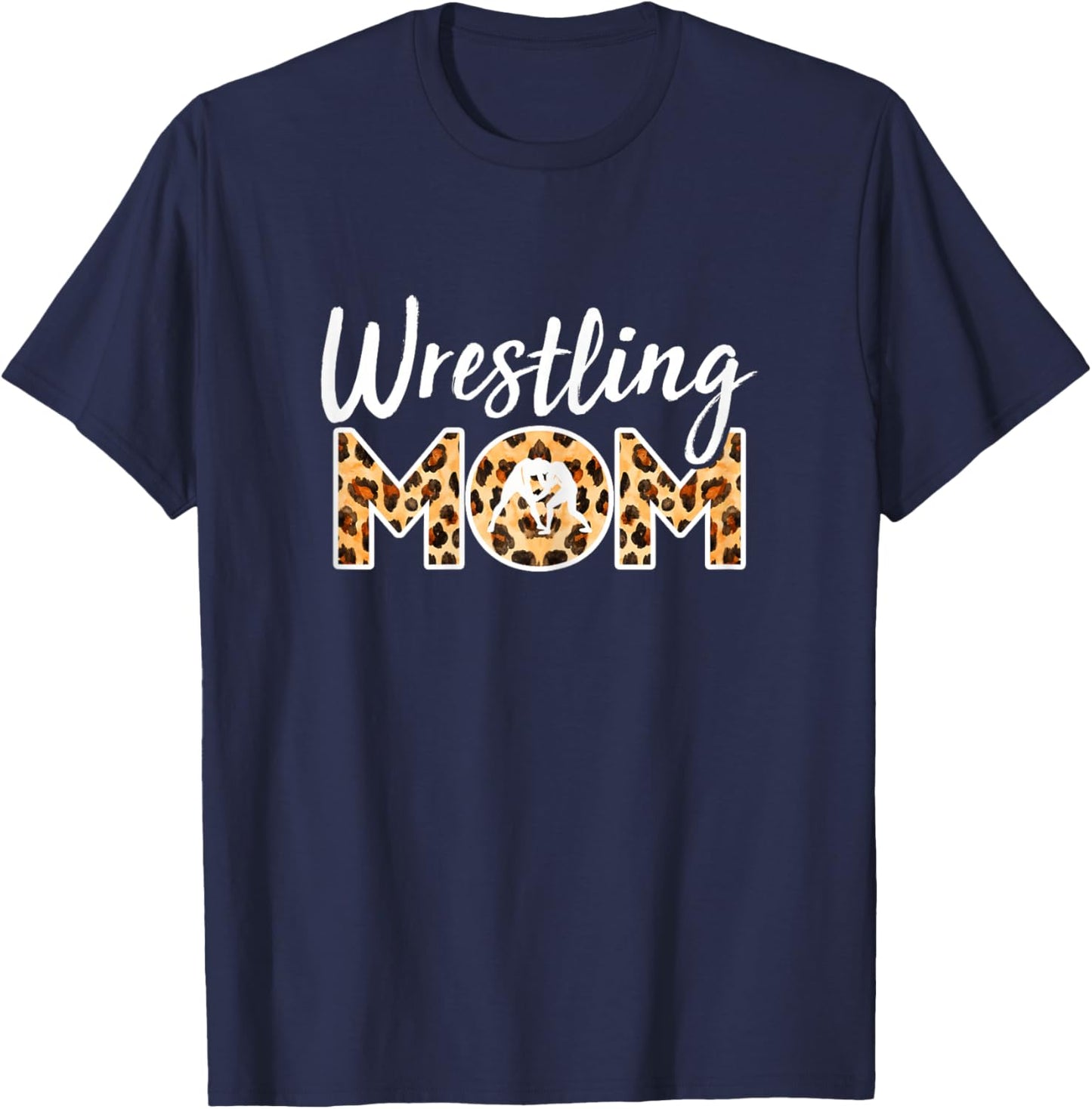 Wrestling Mom Presents Wrestler Mom Leopard Print T-Shirt - T-Shirt | Navy