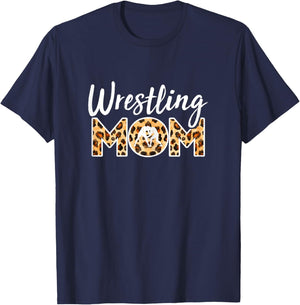 Wrestling Mom Presents Wrestler Mom Leopard Print T-Shirt - T-Shirt | Navy