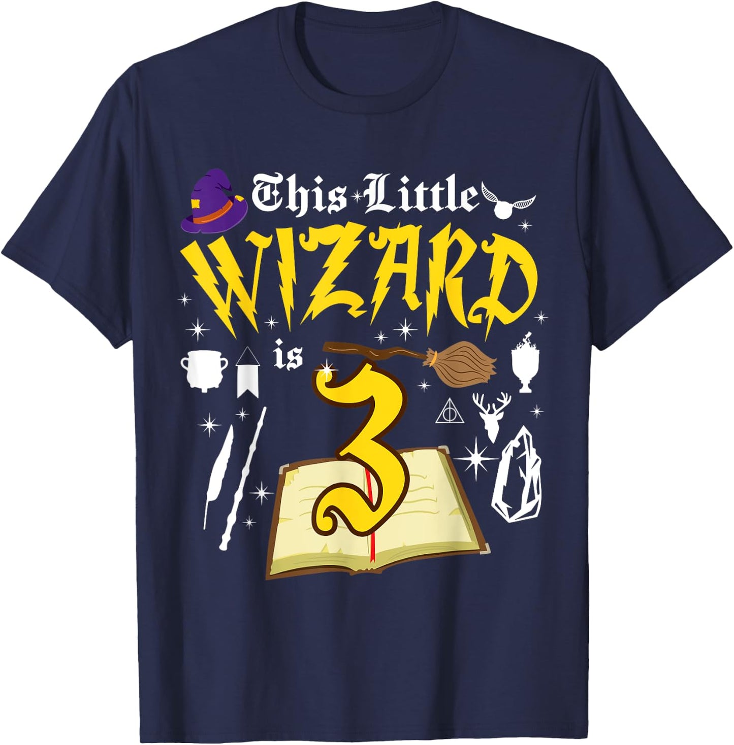 3rd Birthday Wizard Magic 3 Year Old Funny B-Day Matching T-Shirt - T-Shirt | Navy